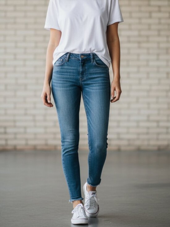 Revolve Joe's Jeans Women's Skinny Jeans Icon Ally Raw Hem Denim Indigo blue 25 - Picture 1 of 16